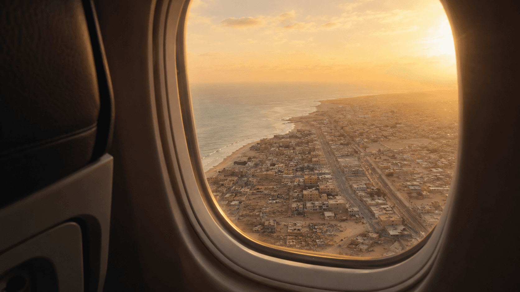 Vue sur Nouakchott depuis le hublot de l'avion